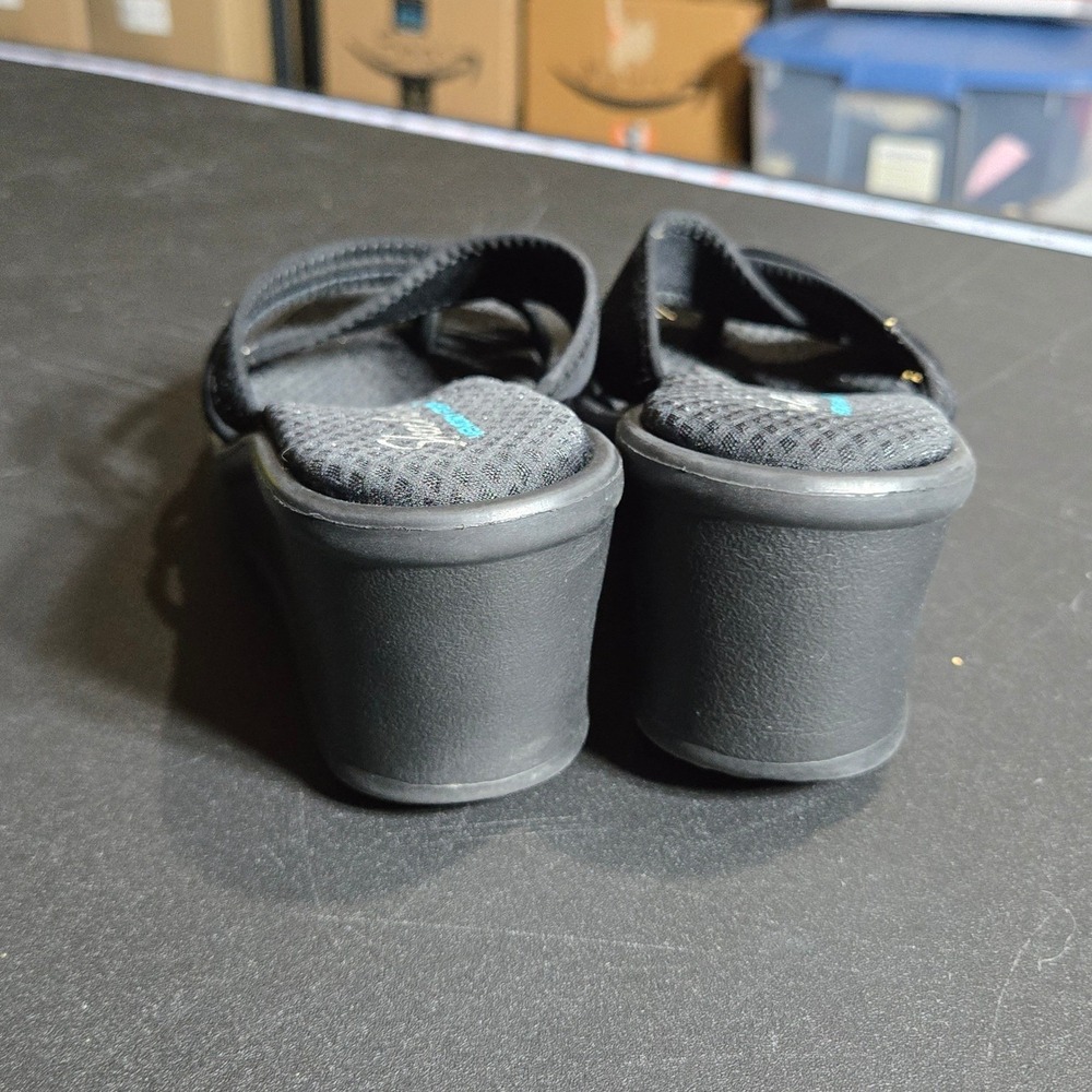 Skechers Womens Black Rumblers Young At Heart Wedge Sandals 7 Comfort Summer - Picture 5 of 10